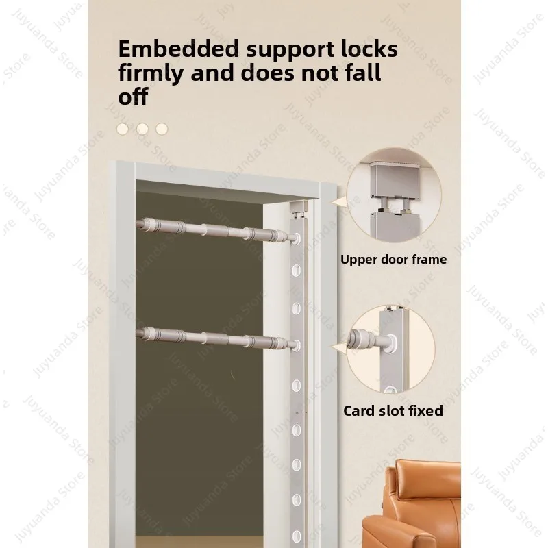 No Drill Door Frame Pull Up Bar Doorway Mounted Horizontal Bar Home Fitness Gym Strength Training Equipment