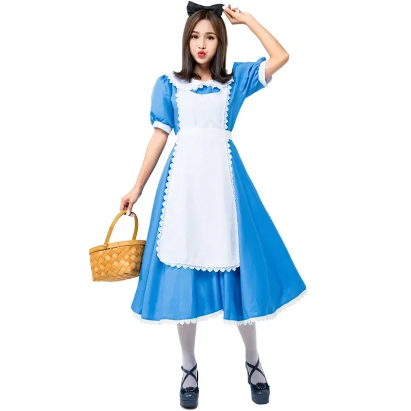 Womens Costume Maid Lolita Cosplay Dress Blue Halloween Carnival Party Mardi Gras Costumes