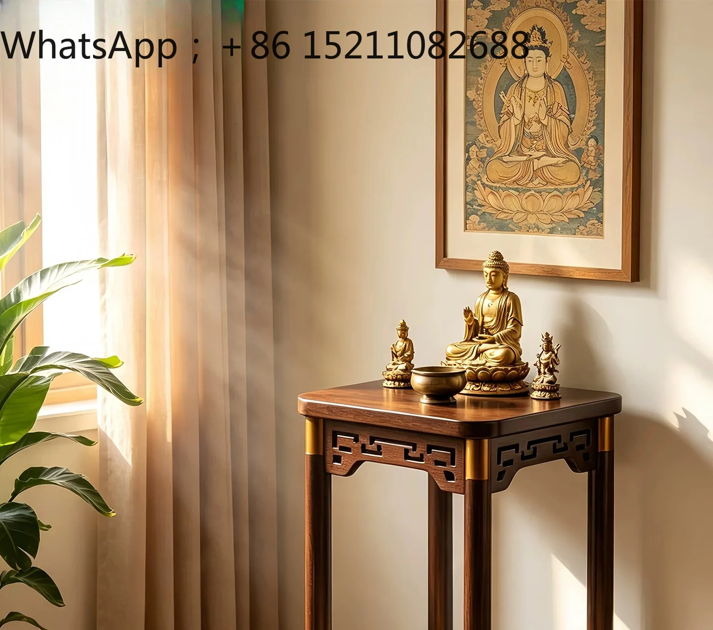 SCY Wooden Entrance Table Household Shrine God of Wealth Sacrifice Platform Small Buddhist Shrine