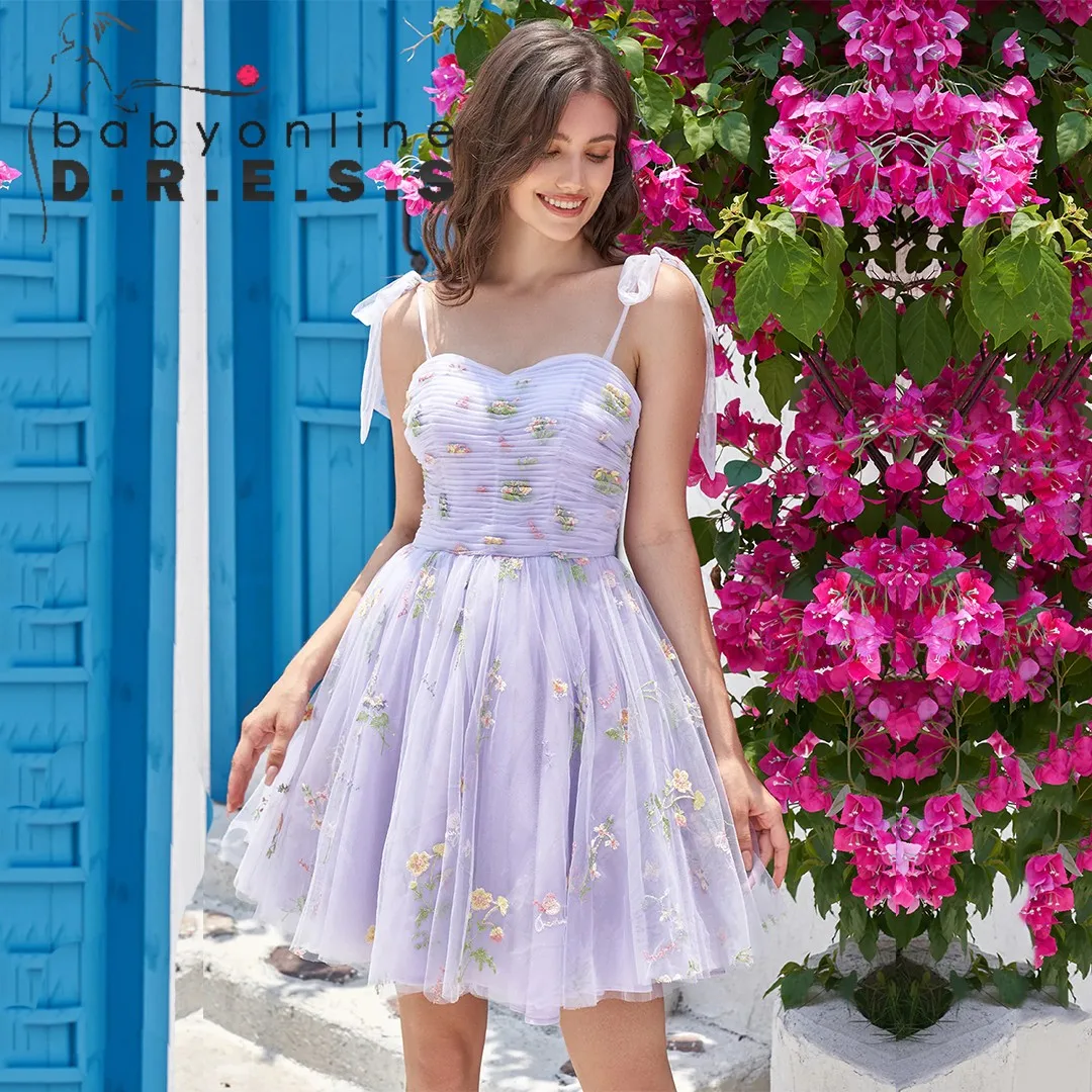 BABYONLINE Homecoming Dress Sweetheart Short Cocktail Dress with Embroidery  A-Line Mini-length Gown for Casual Gown Or Formal