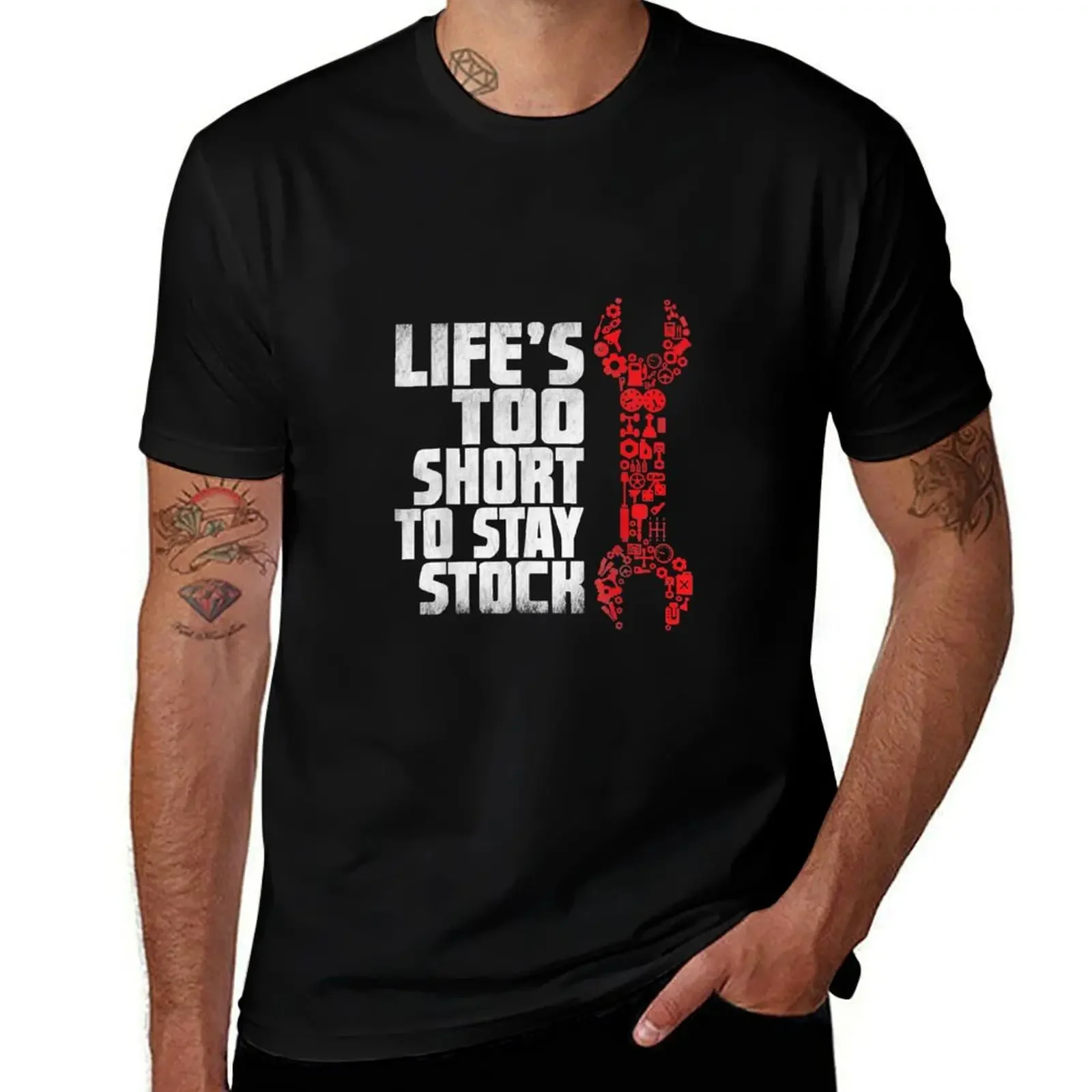 Car Mechanic Life's Too Short To Stay Stock Distressed T-Shirt oversizeds blanks shirts graphic t shirts for men cotton