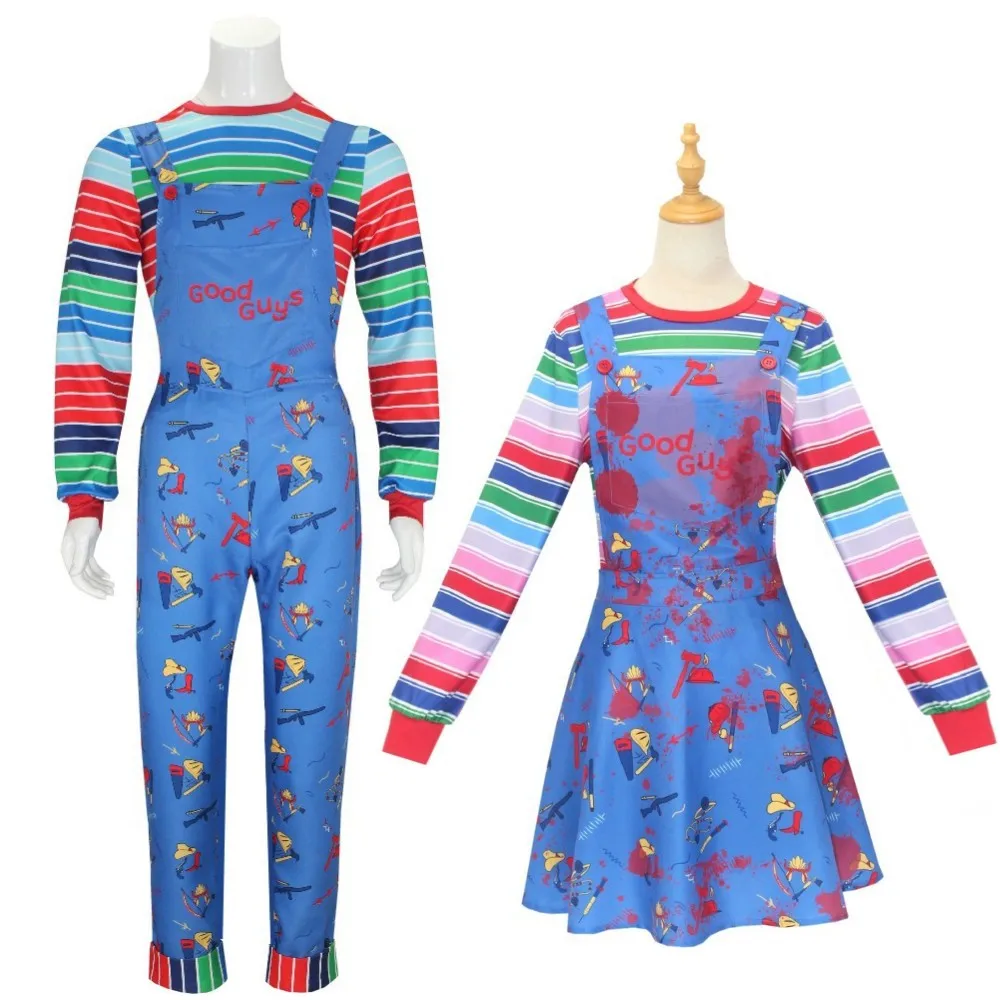 Disfraz de Chucky para Adultos con Camisa a Rayas y Mono para Disfraces de Halloween de Chucky