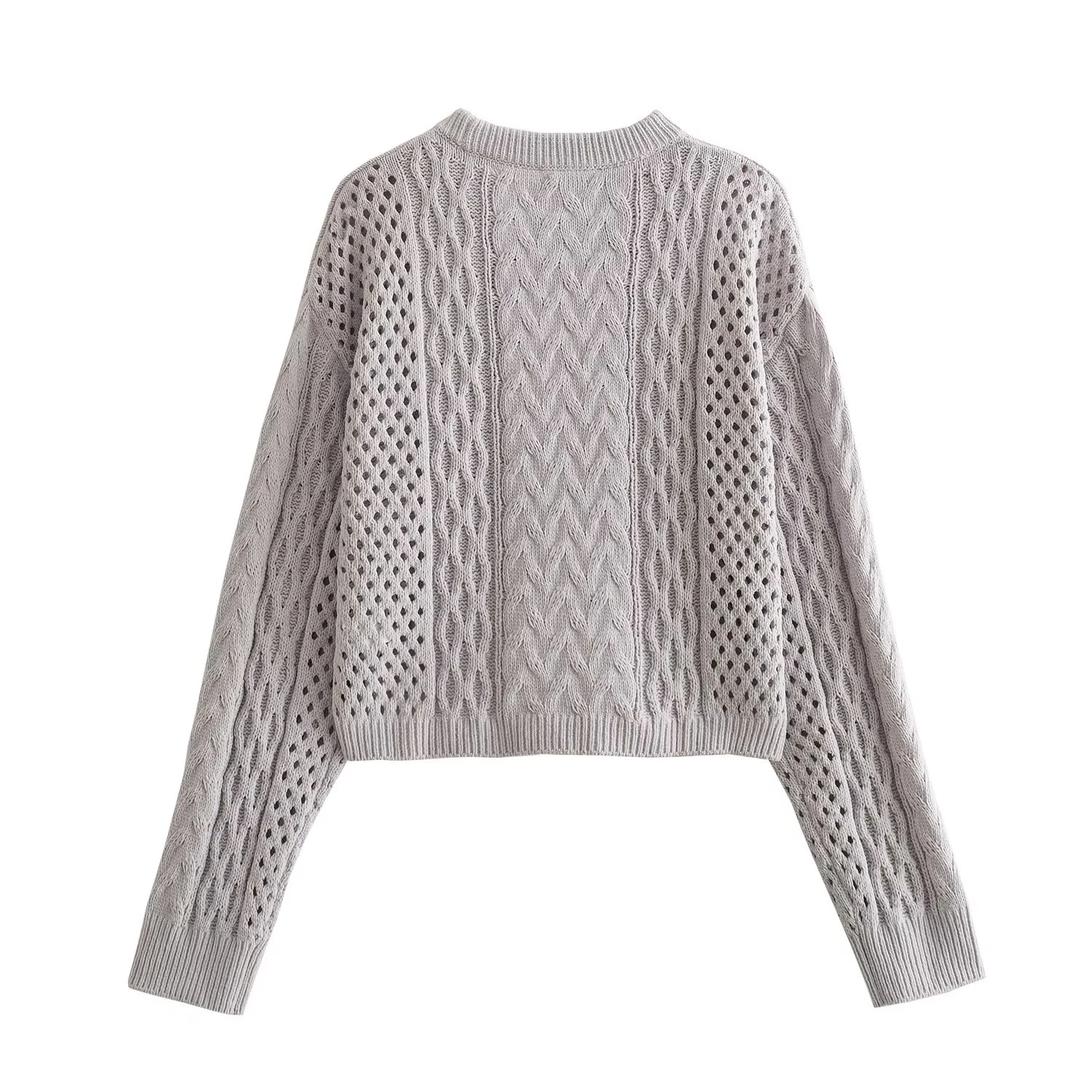 Spring new hollow knitted sweater for women slim and versatile long sleeved top with a sense of design niche sweater