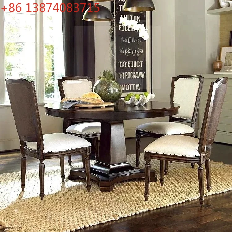 

Imported European luxury retro round dining table high-end conference table American oak