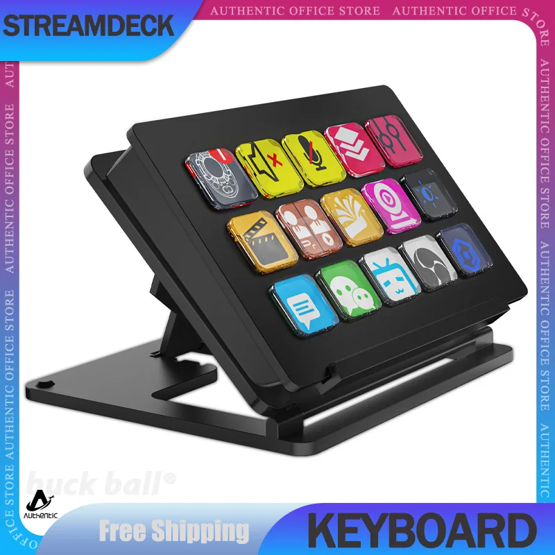 

StreamDeck Keyboard LCD Button 15Key Live Content Creation Visual Controller Custom Button For Windows/MacOS/Android/iOS Gifts