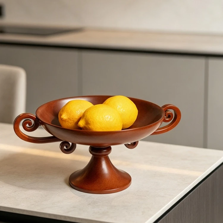 Creative Low-topped Tray Cherry Wood Fruit Tray Desktop Storage Container Retro Storage Plate Trays Decorative Jewelry Dish
