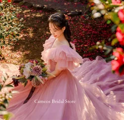 SONDR Customized Birthday Korea Evening Dress  Made Tulle Formal Prom Dress Ruffles A-Line Pink Evening Gown Bridal Customized