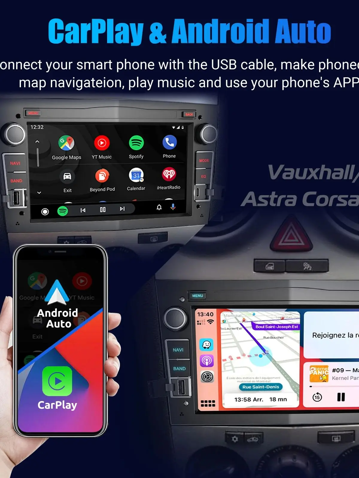 ESSGOO Android 15 Carplay 4G 64G Für Opel Astra H J 2004 Vectra Vauxhall Antara Zafira Corsa C D Vivaro Meriva Veda Radio