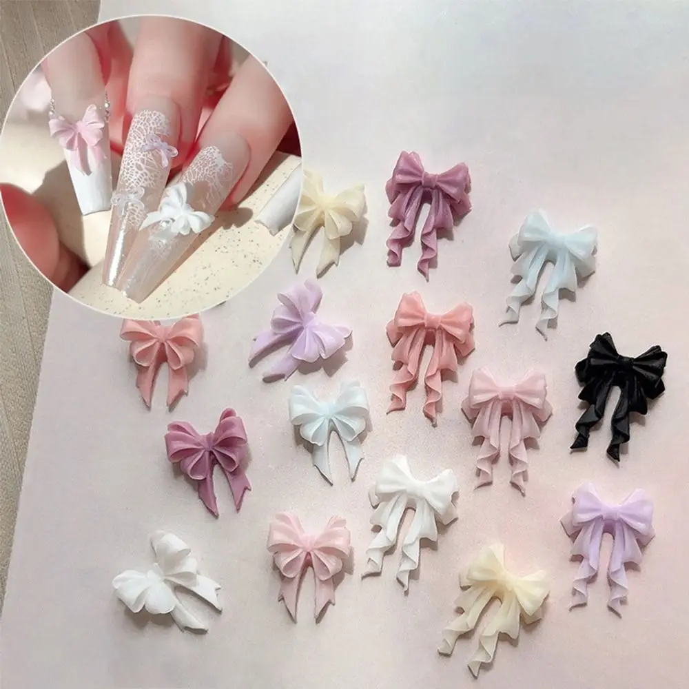 30 peças múltiplas cores fada ondulada pérola laços design minimalista formato de laço resina amuletos de arte de unha material de resina