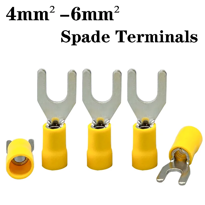 100-500PCS Insulated Crimp Terminals SV5.5-4/5/6/8 Pure Copper Ferrule Terminals Spade Connectors Electrical Use For Cable 4-6mm