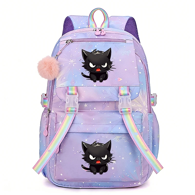 

Funny Angry Cat Print Backpack Anime Cartoon Bagpack Large Capacity Kids School Bookbag for Girls Boys Teenagers