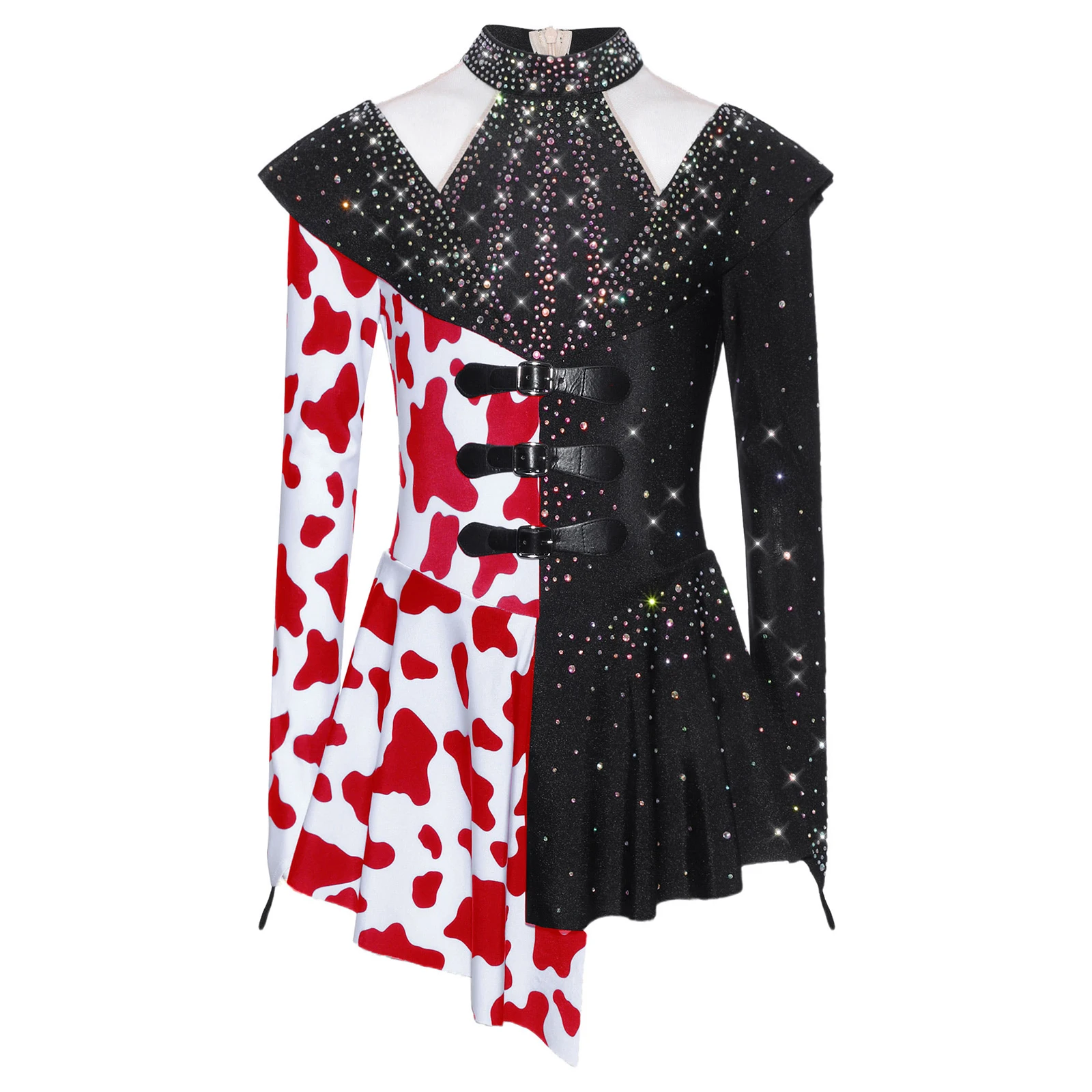 

Детское трико со стразами и принтом коровы для девочек, платье для гоночного автомобиля, карнавальный костюм водителя, сетчатая накладка, балетные платья для художественной гимнастики