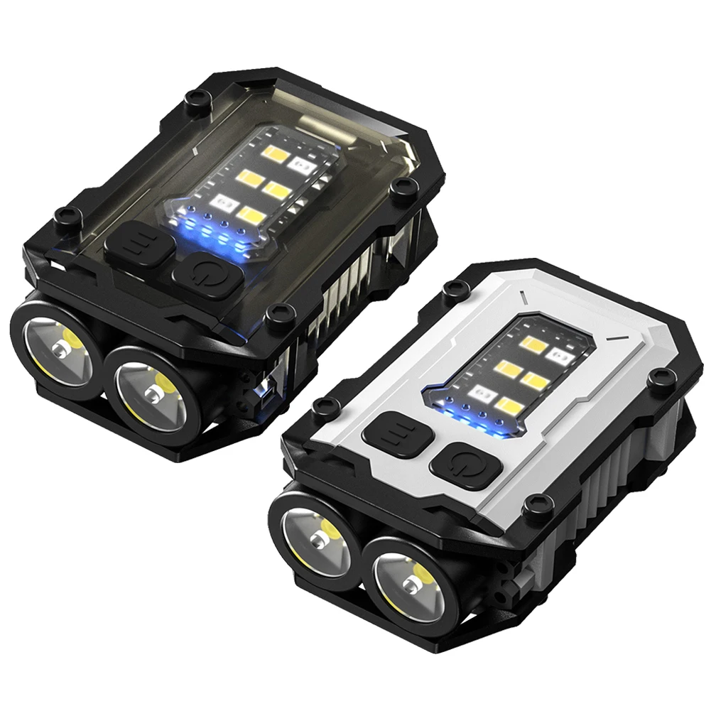 High Bright Flashlight USB Charging Portable Keychain Light 180LM LED Hat Clip Lamp Multifunctional for Camping Fishing Walking