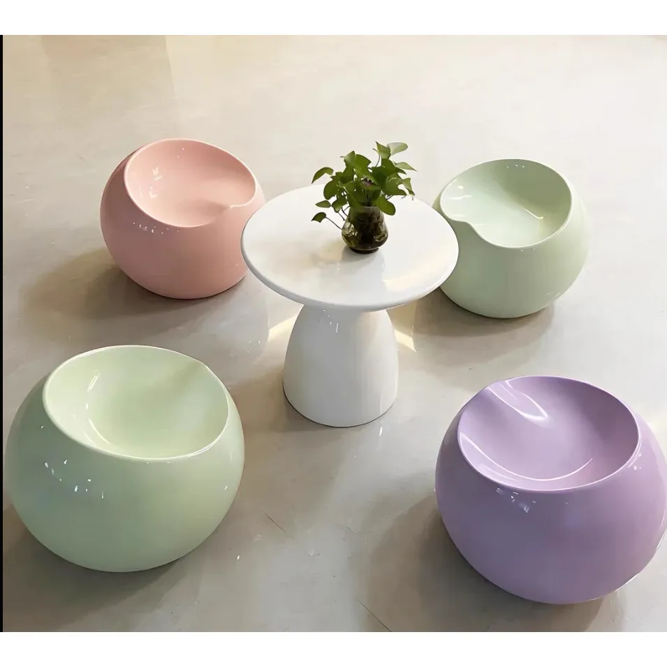 Fiberglass pebble stool shopping mall special-shaped leisure seat outdoor curved public seat