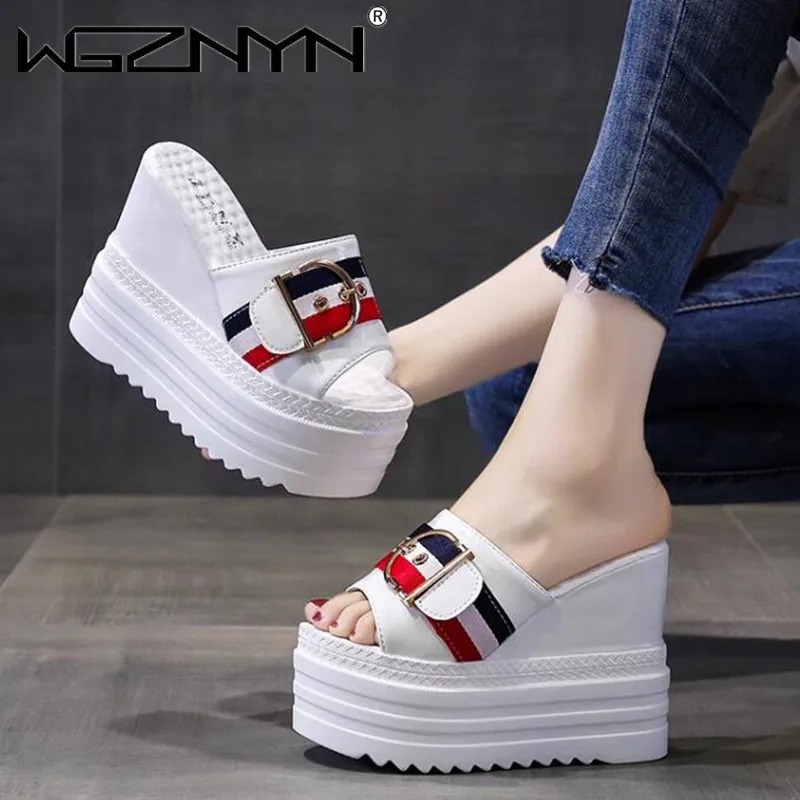 Women Bottom Wedge Slippers 2024 Summer Fashion With All-Match Sexy Thick Soled Sandals Shoes Women Flip Flops Slipper Female