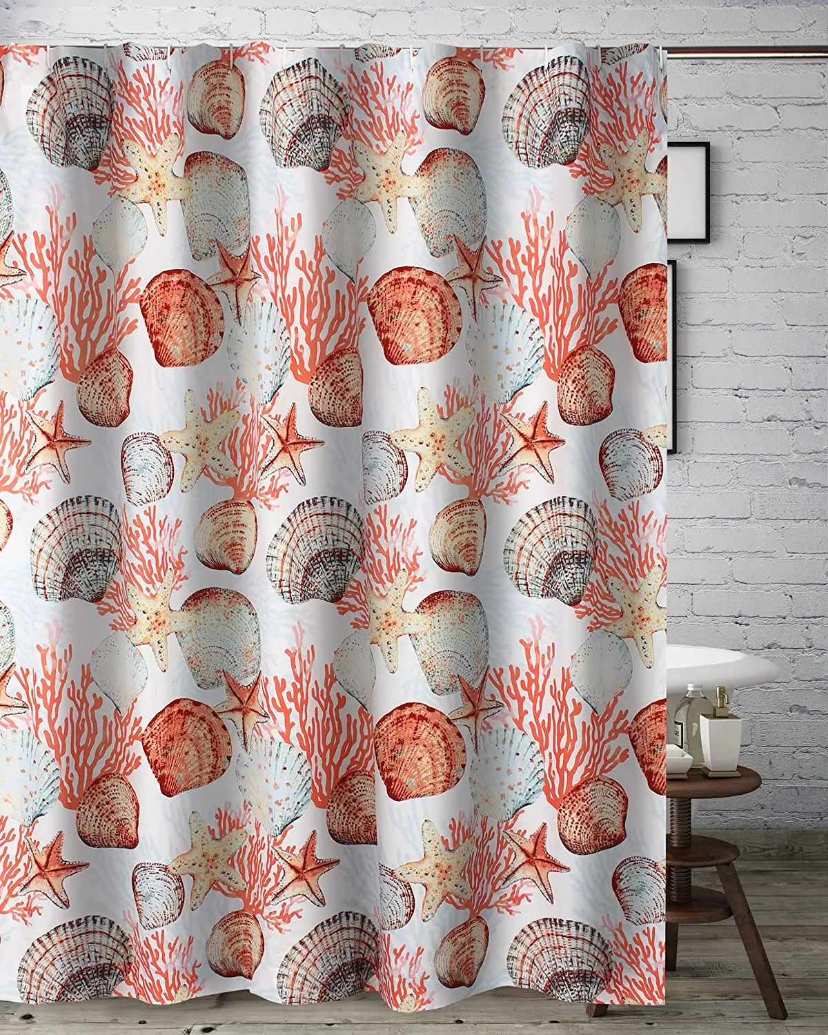 

Beach Days Shower Curtain with Tropical Ocean Design for Bathroom Decor