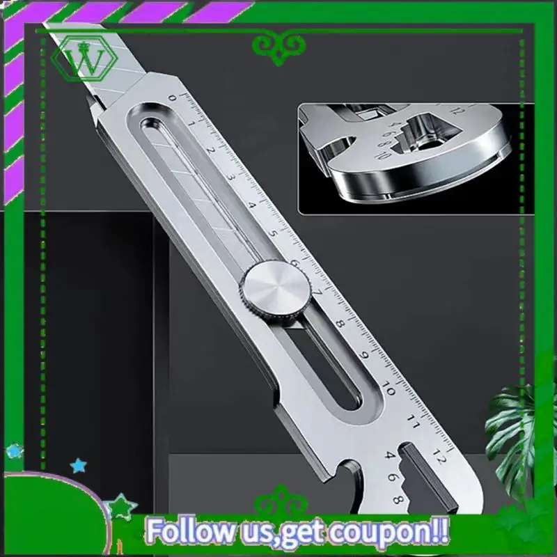 Affidabile -6 in 1 coltello multiuso multifunzione in acciaio inossidabile design per rottura coda/righello/apribottiglie taglierina a scatola retrattile
