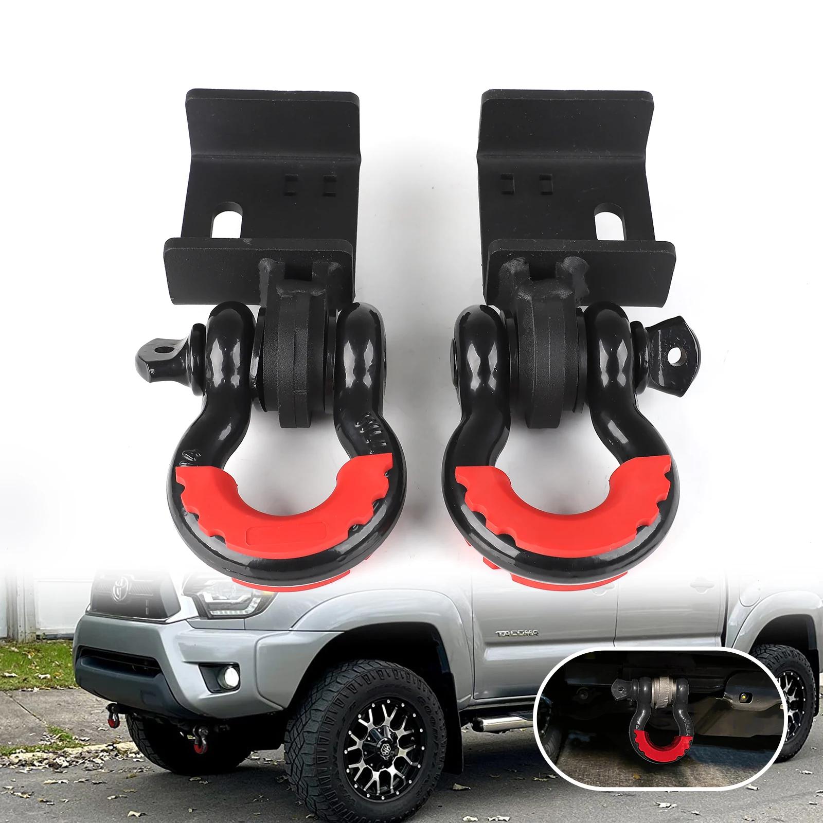 For Toyota Tacoma 2009-2024 For Trucks For Front Bumper Front Demon Tow Hook Bracket with 3/4 inch D Ring Shackle