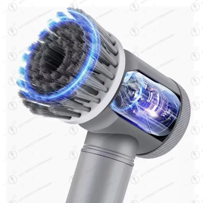 

Multifunctional 5 in 1 Grey Handheld Kitchen Small Radio Disc Bathroom Rotary Scrubber Cleaning Brush Household
