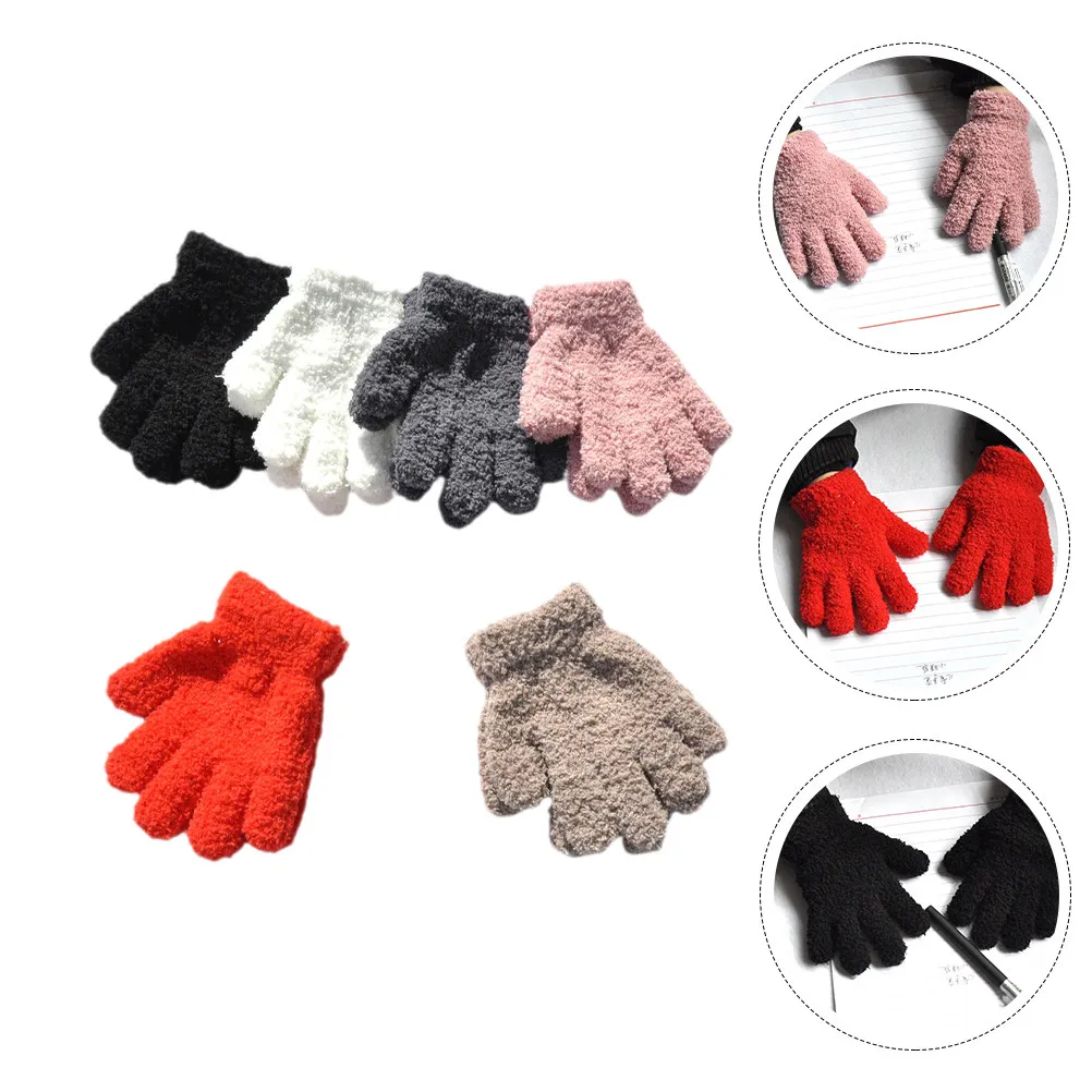 

6pcs Compact Kids Gloves Small Winter Warm Knitted Children Handwear For Outdoor Indoor Daily Use Portable Convenient Gift