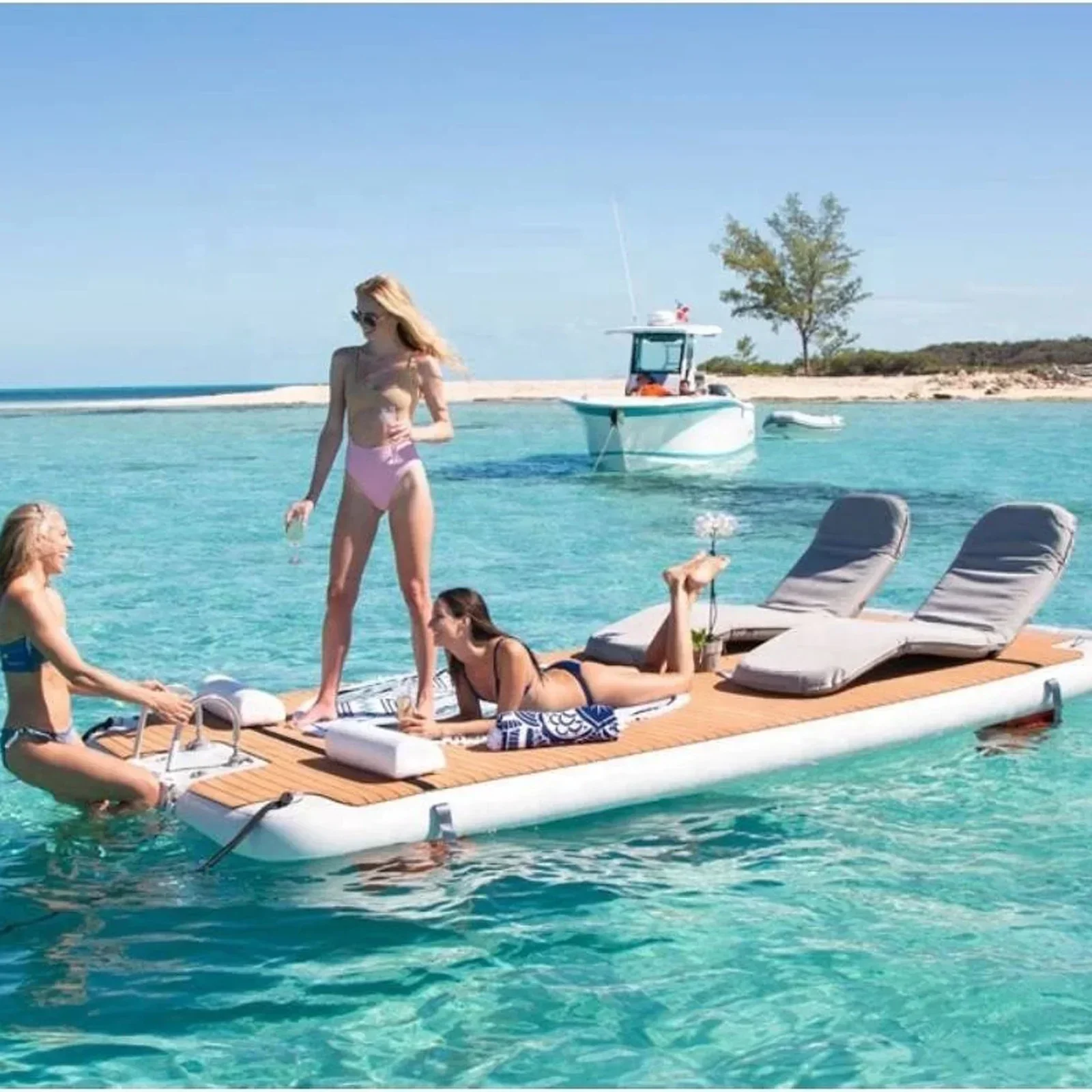 Inflatable Floating Dock, 3x3m 5x2m 5x3m,Jet Ski Platform,Non-slip EVA Drop Stitch,Sea Lake Swimming Deck,Portable Water Mat