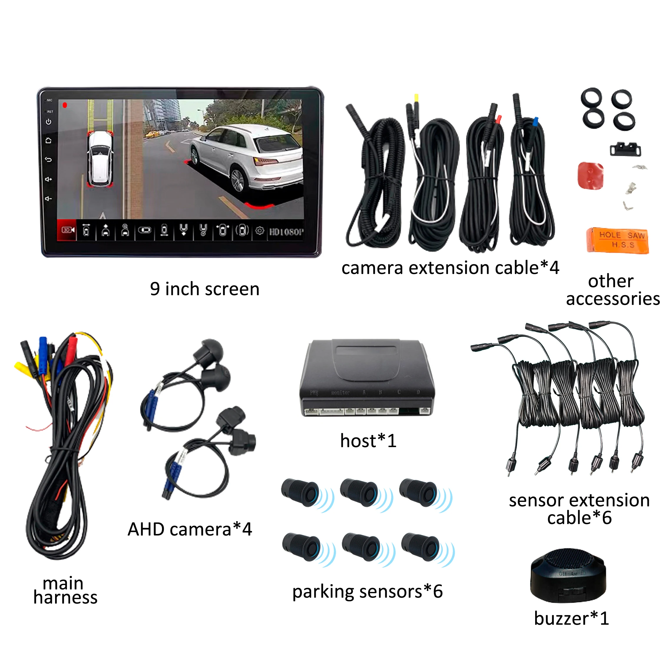 نظام رؤية الطيور ثلاثي الأبعاد 360 درجة للحافلة مقاوم للماء لأمن السيارة، نظام استشعار مواقف السيارات