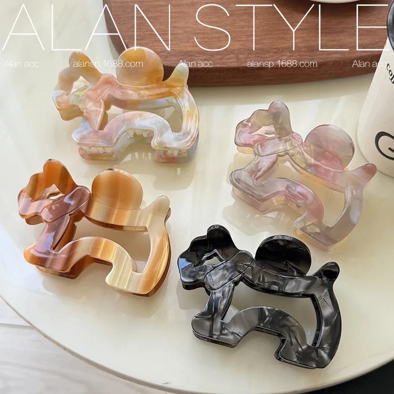 

1 шт. Корейская ацетатная заколка для волос в форме собаки, милая, толстая, с полым основанием, для создания пучка на затылке, для женщин, нескользящая