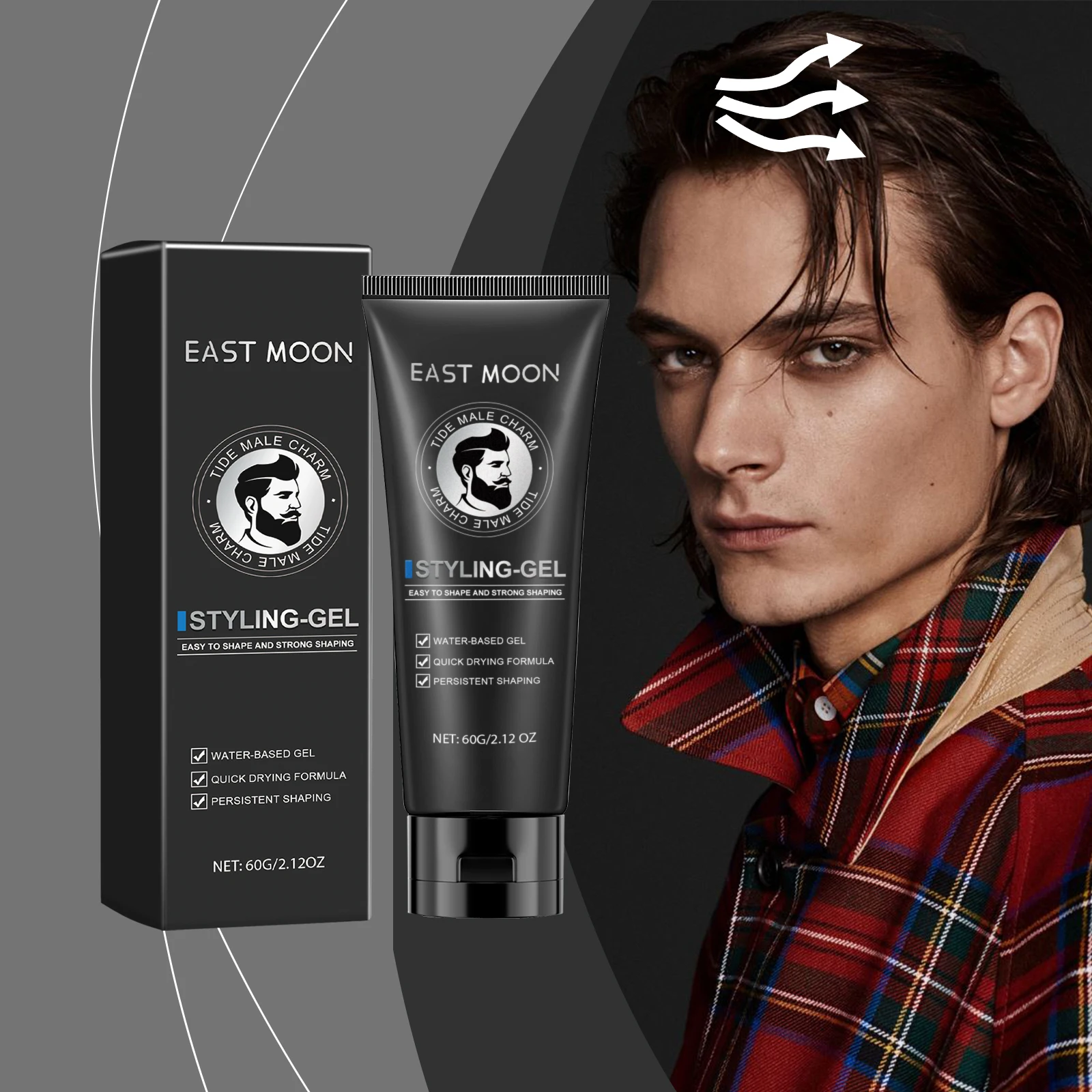 East Moon Men's Styling Gel Men's Hair Wax for Setting Managing Broken Hair Moisturizing and Styling Hair Gel Jelly Oil Control