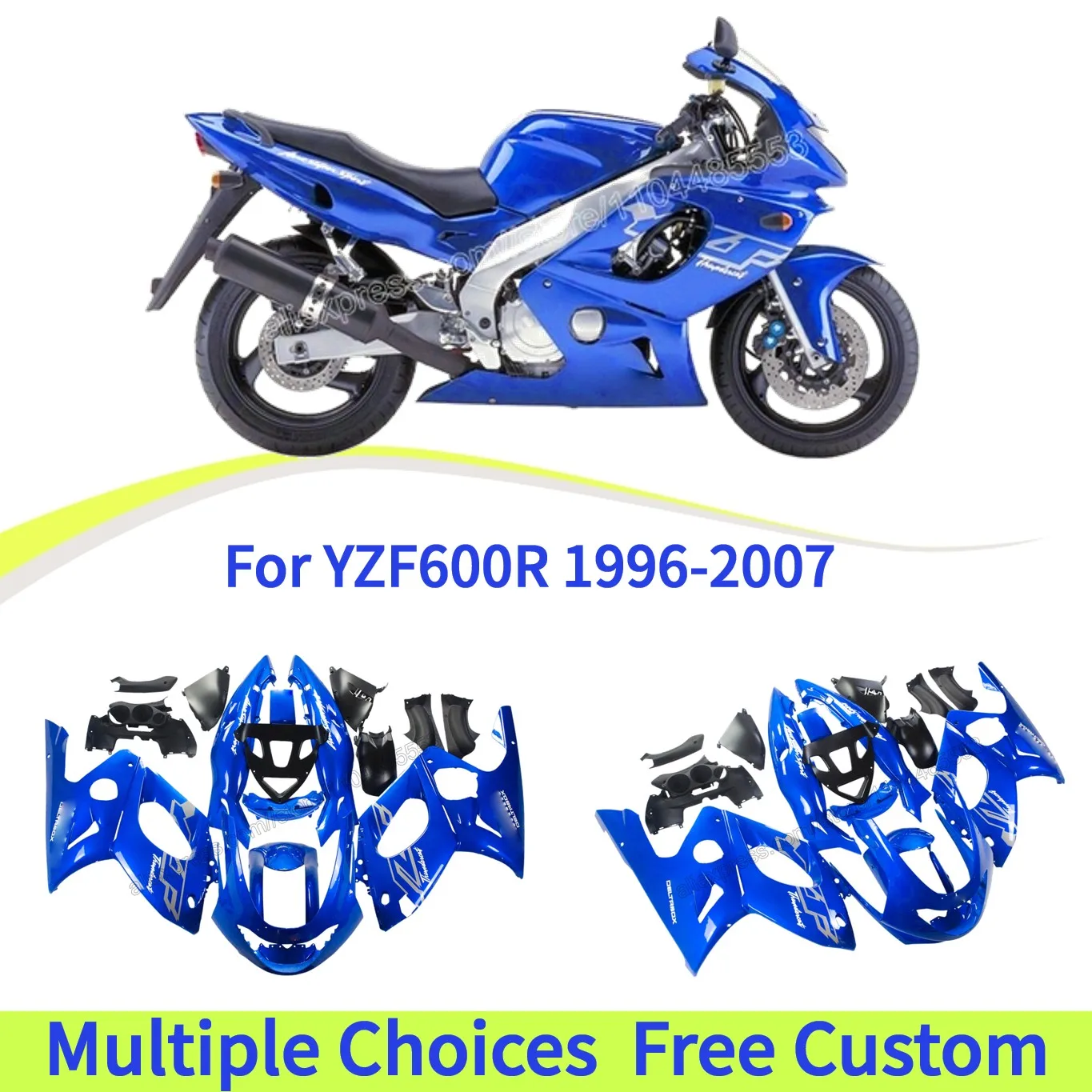 

For YAMAHA YZF600R 1996 1997 1998 1999 Motorcycle Bodywork Set Injection ABS Plastics Fairings Accessories 600R 2000 - 2007 Blue