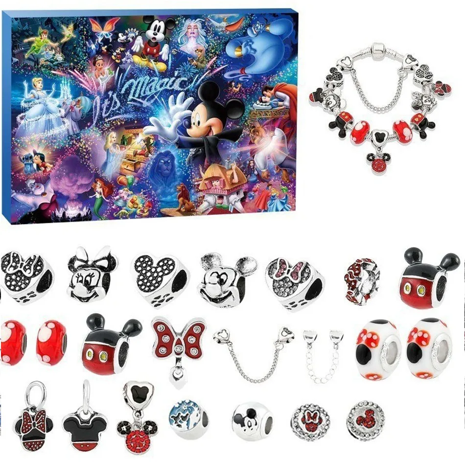 * Disney Stitch Mickey Christmas Advent Calendar Bracelets Xmas Countdown Calendar Diy Jewelry Making Kit Girls Surprise Gift - Image 3