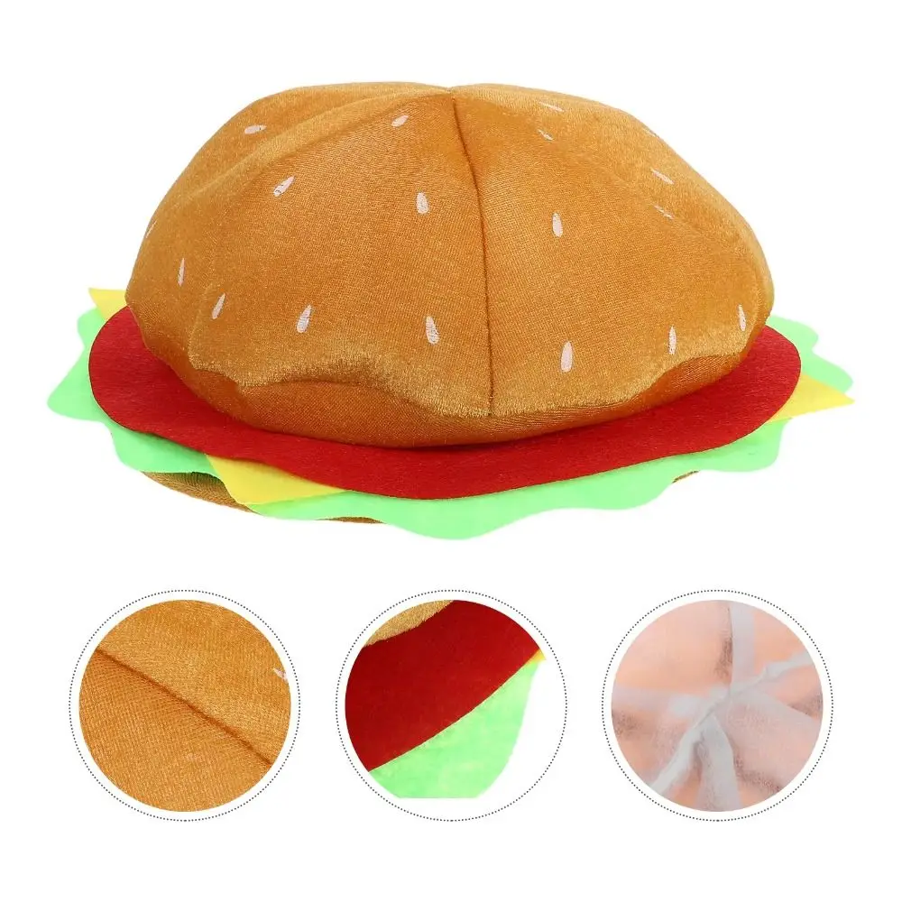 Creativity Decorative Burger Hat Cute Soft Burger Headgear Comfortable Unisex Performance Prop Hat Halloween Party