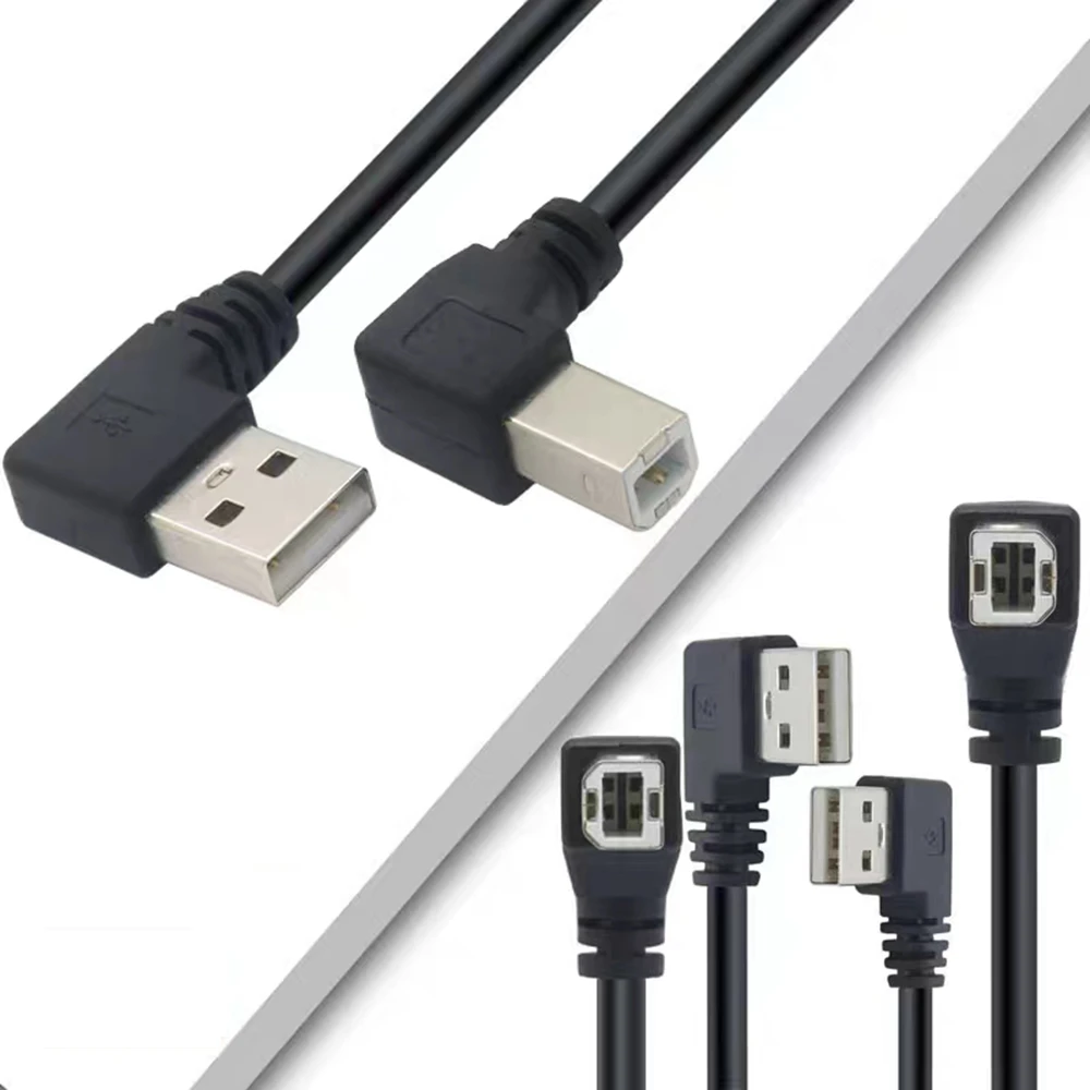 

Left and right bend USB2.0 male to USB-B male printing cable double bend USB printer adapter cable 0.5M 1M