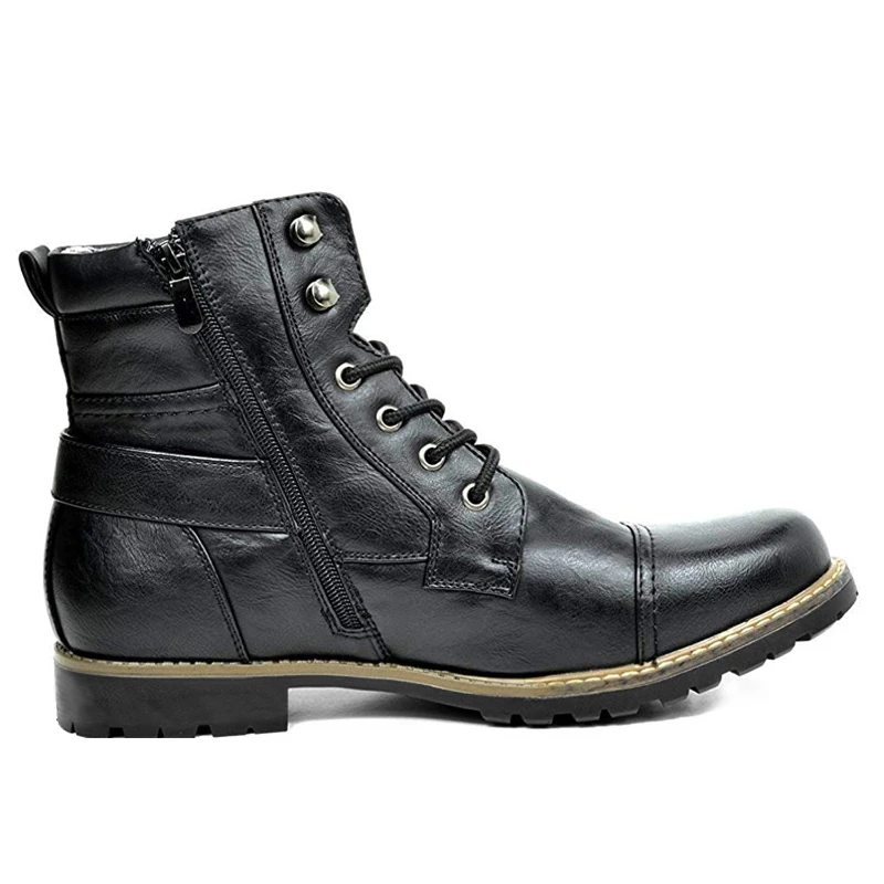 Botas de Metal con doble cremallera Para Hombre, Botines de cuero, informales, militares