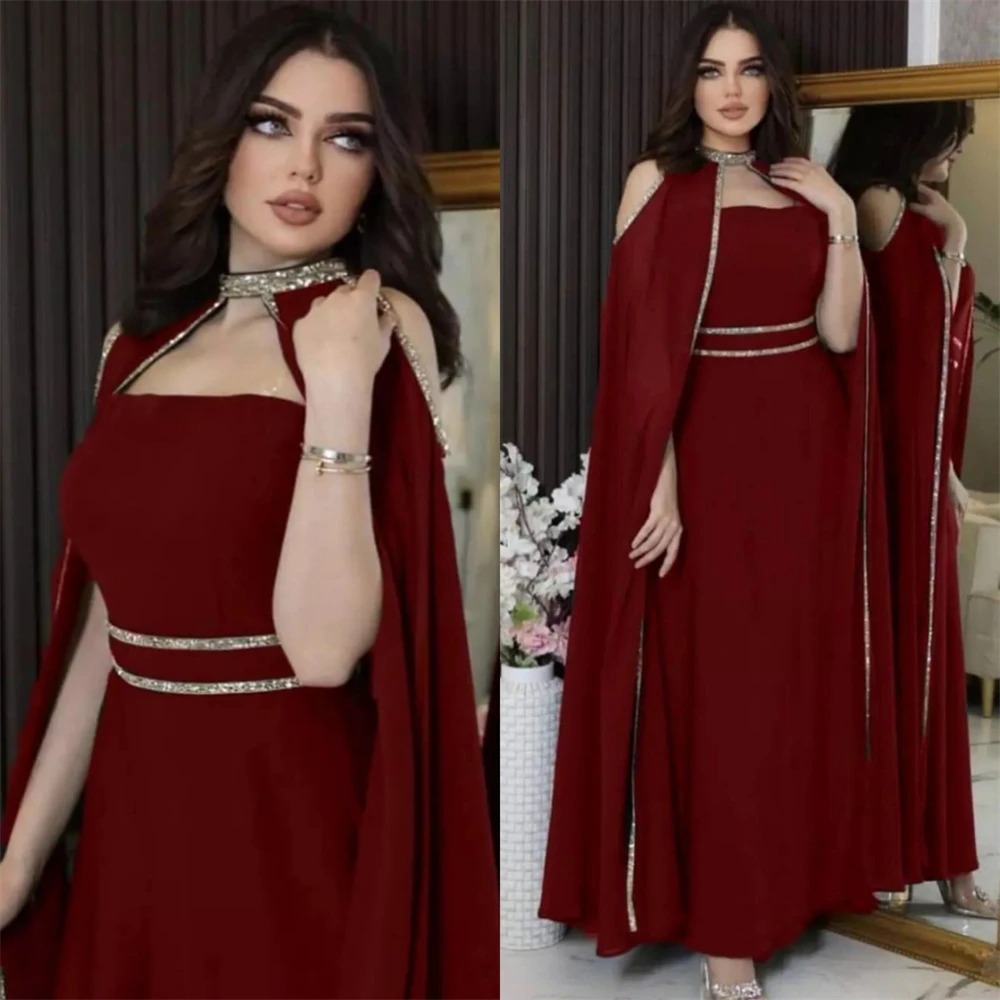 Customized  High Quality Halter A-line Cocktail  Sequin Draped Chiffon Occasion Evening Gown  платье вечернее فساتين الحفلات
