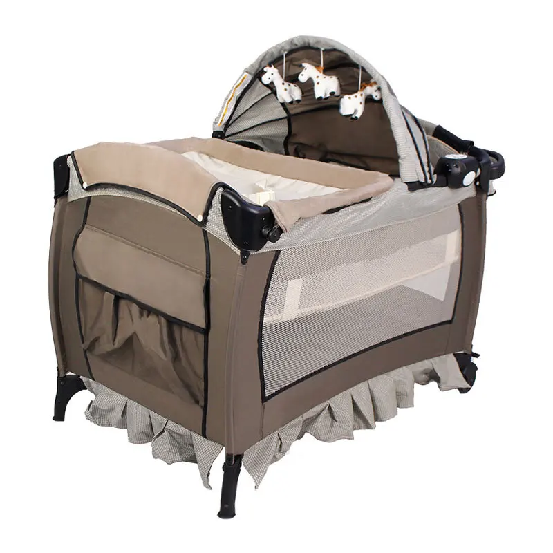 Folding crib multi-function bedside bed portable splicing game bed baby diaper table lifting and moving Children bed