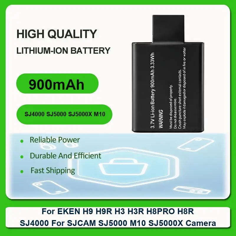 Аккумулятор для камер EKEN H9, H9R, H3, H3R, H8PRO, H8R, SJ4000, SJCAM, SJ5000, M10, SJ5000X, SJ8 PRO Plus Air Action, SJ9 Strike MAX, SJ10