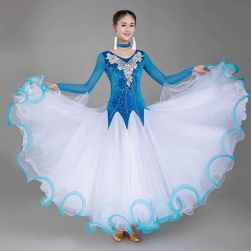 Vestido de baile moderno, traje de salón de Valsa, traje femenino, conjuntos de Flamenco para chica de Carnaval, ropa de fiesta de boda para mujer de vals de competición
