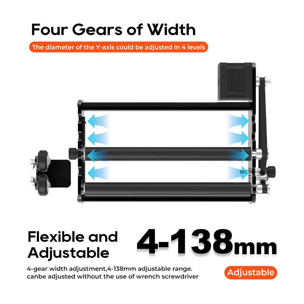 ELIDOR Drehmodul Drehwalze Für Lasergravur 4-138mm Zylindrisch Mit Y Achse 360° Grad Drehung Kompatibel Mit Lasergraviermaschinen – Detail 2