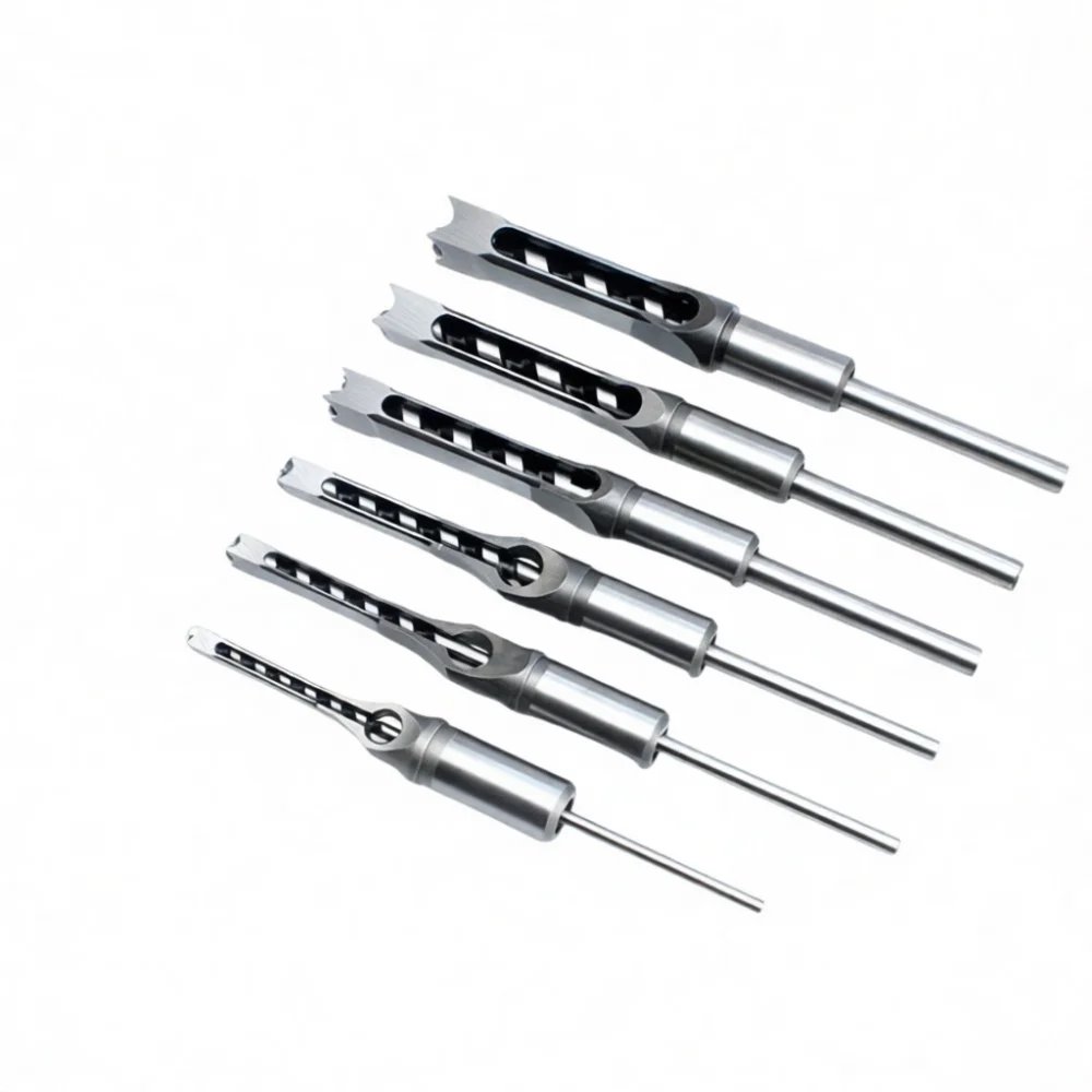 Woodworking Square Hole Drill Bit Set Bearing Steel Mortising Chisel For Furniture Joinery Wood Tenon Cutter Tool