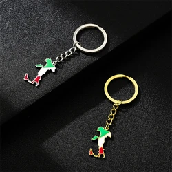 Italy Map Flag Keychain for Men Women Stainless Steel Pendant Key Chain Gold/Silver Color Vintage Jewelry Amulet Accessory