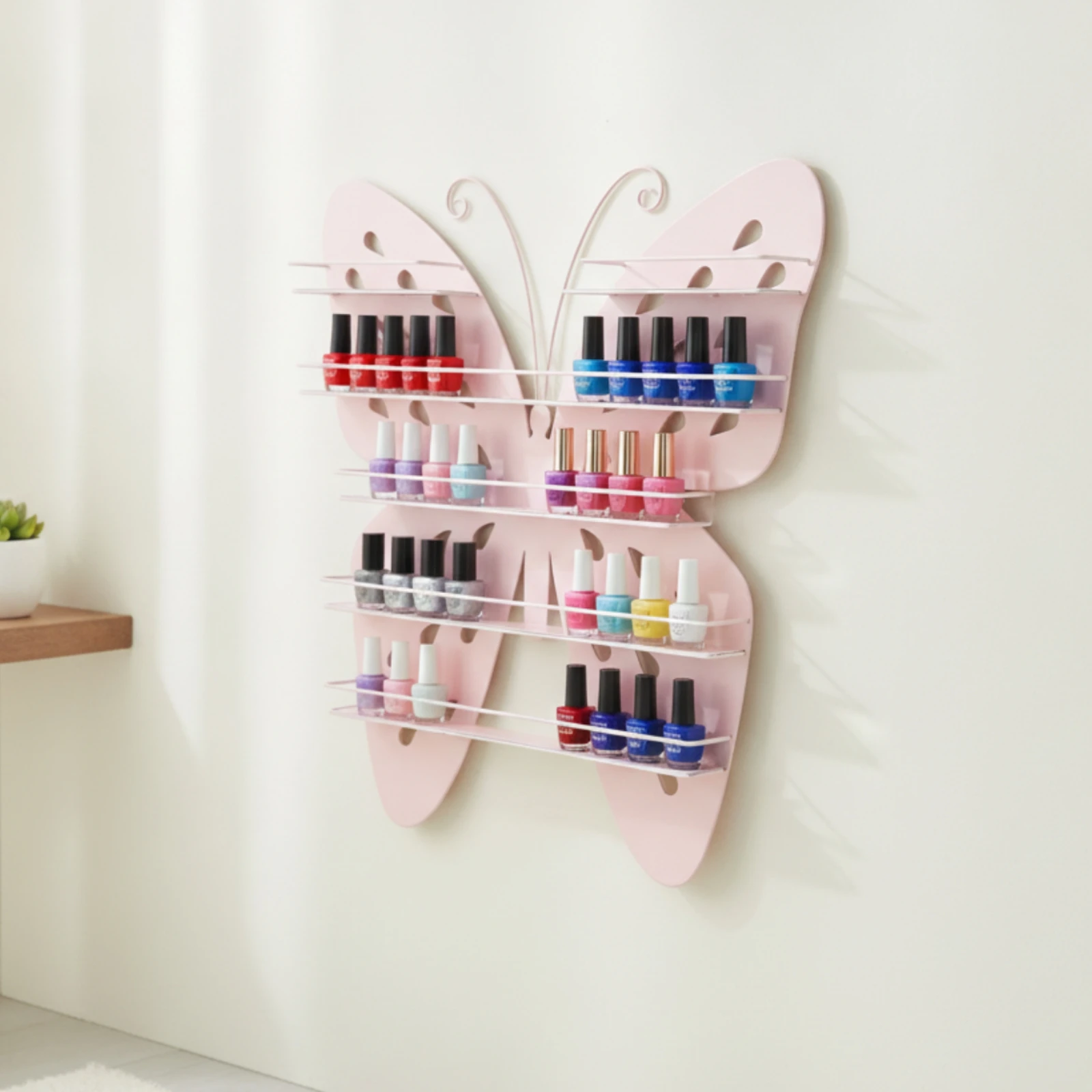 Butterfly Wall Shelf Openwork Butterfly Storage Rack Display Shelf with Metal Frame Decorative Easy to Install for Bedroom