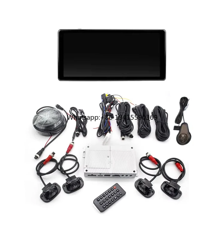 

24V 1080P AI 360 Panorama Reverse Camera Bird View Surround Display Driving Kit 10.1 Inch AHD Monitor BSD System for Truck Bus