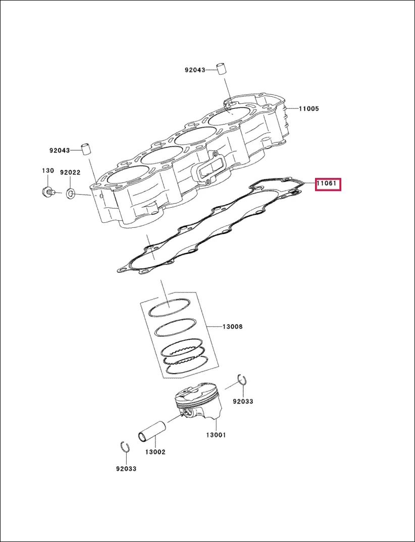 Junta de Base de cilindro de motocicleta, accesorio para Kawasaki ZX636 Ninja ZX6R 2003-2006 ZX600 NINJA ZX6RR 2003-2005