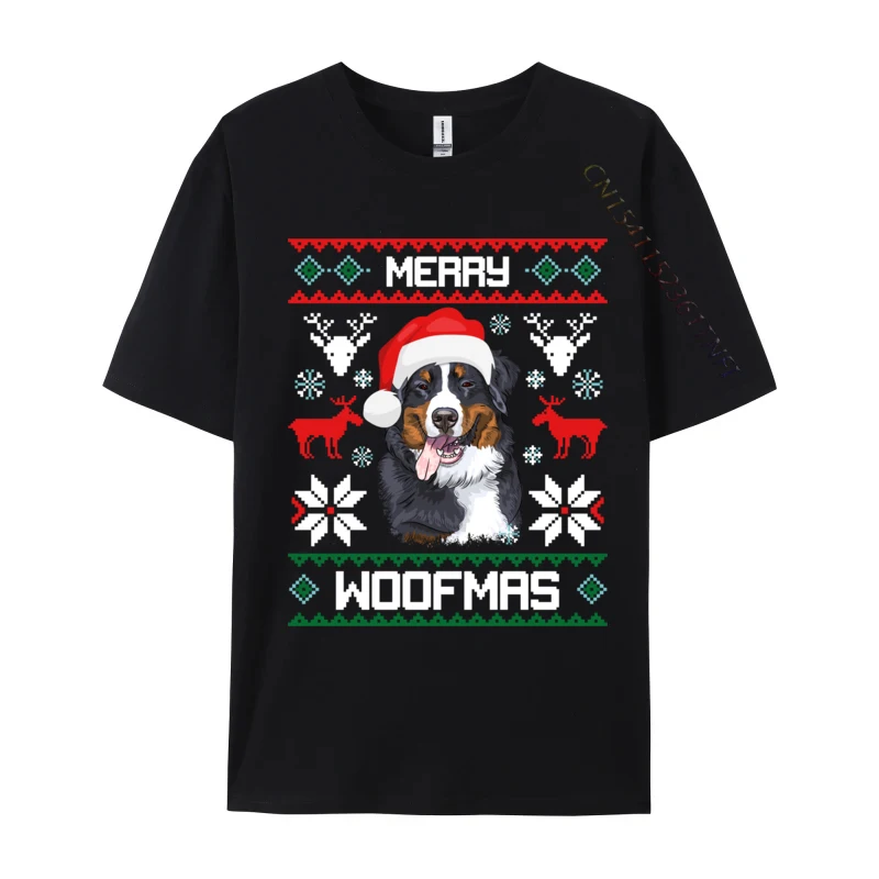 T-shirt unisexe en coton de qualité supérieure pour adultes, chien de montagne bernois pour joyeux Noël, cadeau de Noël