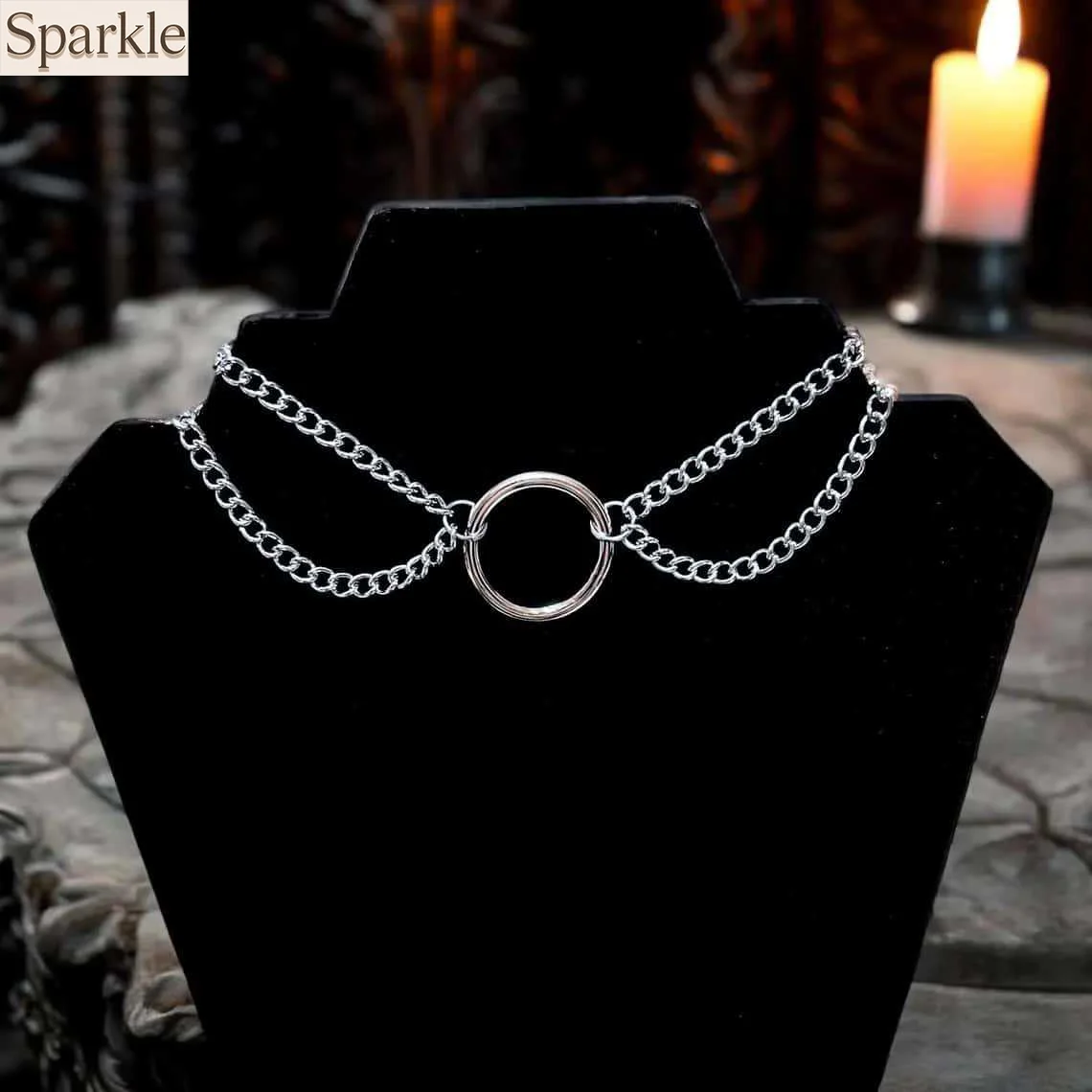 

Double Chain Layered O-Ring Choker Necklace For Men Women Punk Gothic Hiphop Neck Jewelry Accessories Collar Chain Fashion Gift
