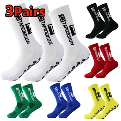3 Pairs Anti-slip Football Socks Men Breathable Deodorous TC Mid Tube Silicone Soccer Basketball Sport Socks