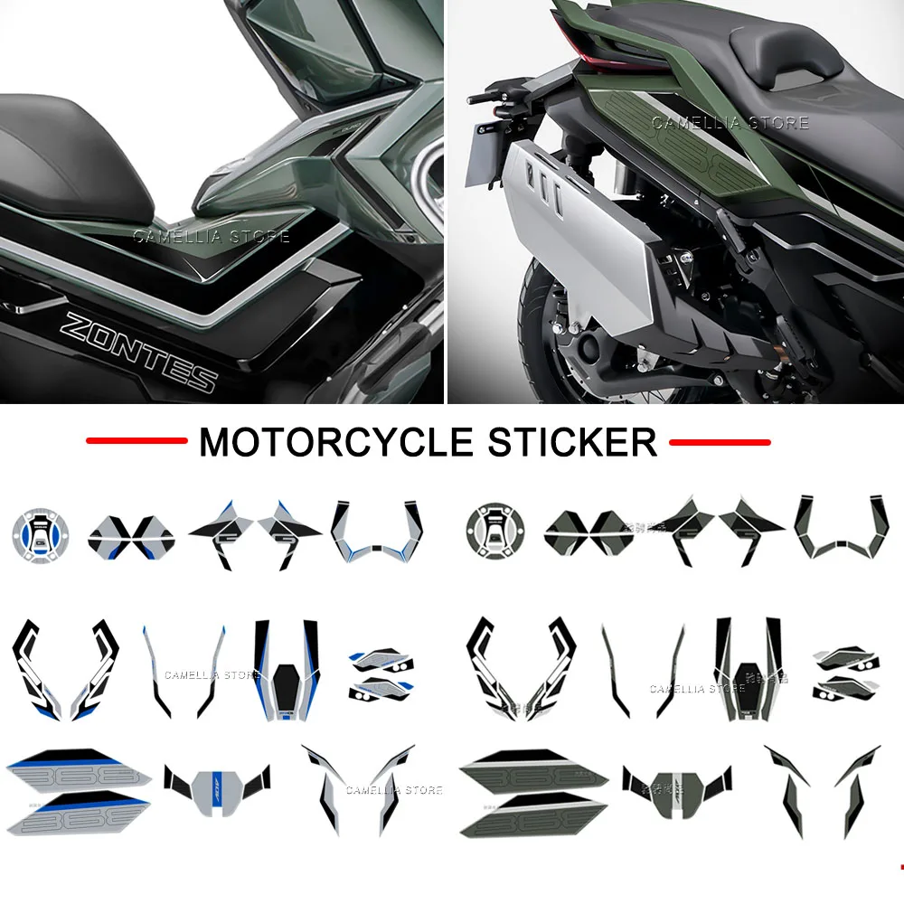 Motorcycle Fuel Tank Sticker 3D Epoxy Resin Waterproof Motorcycle Sticker Newly Launched for Zontes 368G 2025 2026