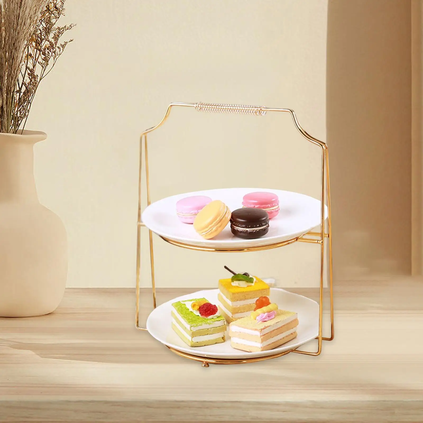 Durable 2 Tier Dessert Pastry Plate Rack Display Fruit Candy Shelf for Tea Party Serving Birthday Parties Pastry Dish Decoration