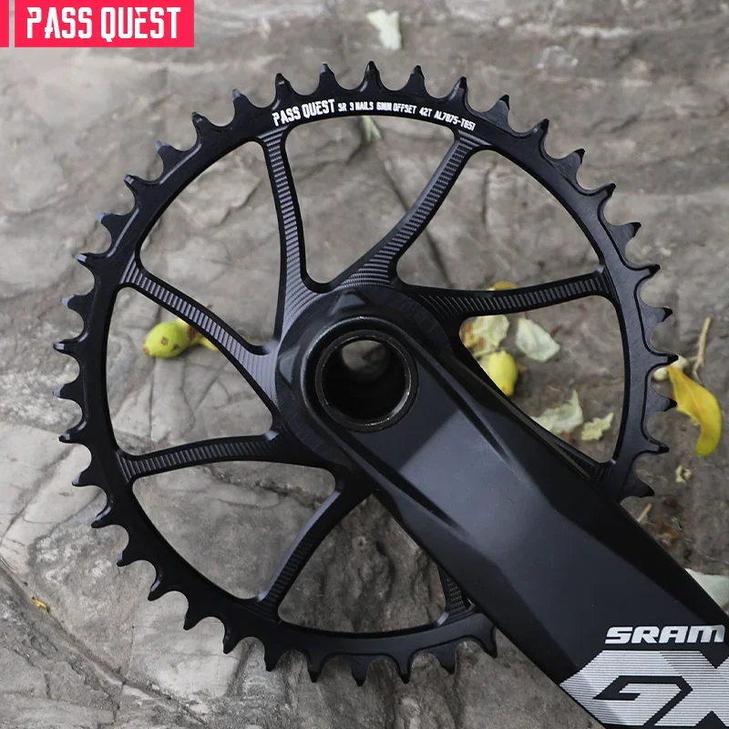 PASS QUEST-3-Nail Narrow Wide Chainring, 6mm, for GX SX MTB, Gravel, Large Tooth Number, Cross-Country Road Bike, 38-46T