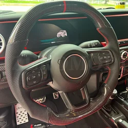 Carbon Fiber Car Steering Wheel Perforated Leather For Jeep Wrangler JL 2018-2019 Models Sport Wheel